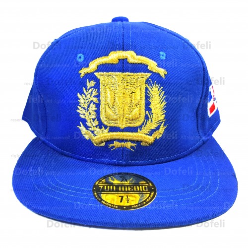 Dominican Blue Golden Flag Shield Adjustable Size Cap