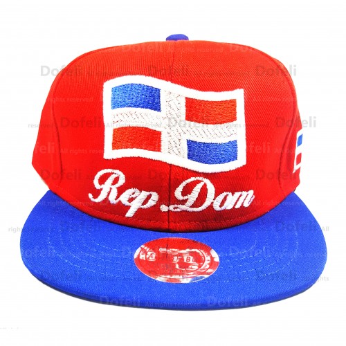 Dominican Red Main Blue Visor Rep Dom and Flag Adjustable Size Cap