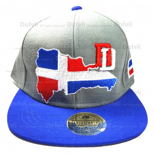 Dominican Gray Main and Blue Visor RD Map Adjustable Size Cap