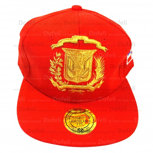 Dominican Red Golden Flag Shield Adjustable Size Cap