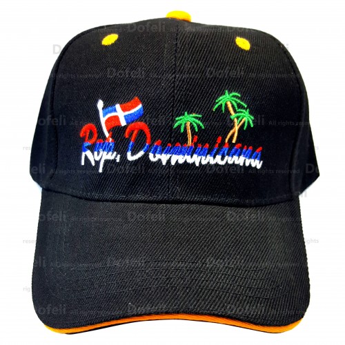 dominican-palm-trees-black-adjustable-size-cap-0