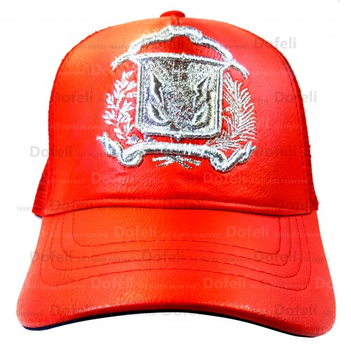 Dominican Main Red Gray Flag Shield Adjustable Size Cap (B)