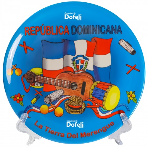 plate-decorative-plato-decorativo-plastic-small-dominican-blue-flag-shield-instruments plate-decorative-plato-decorativo-plastic-small-dominican-blue-flag-shield-instruments